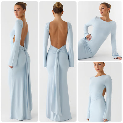 Damen Maxikleid Langarm Schwingrock Norvielle - Norvielle
