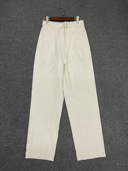 Damen High-Waist-Hose Bequem Gürtel
