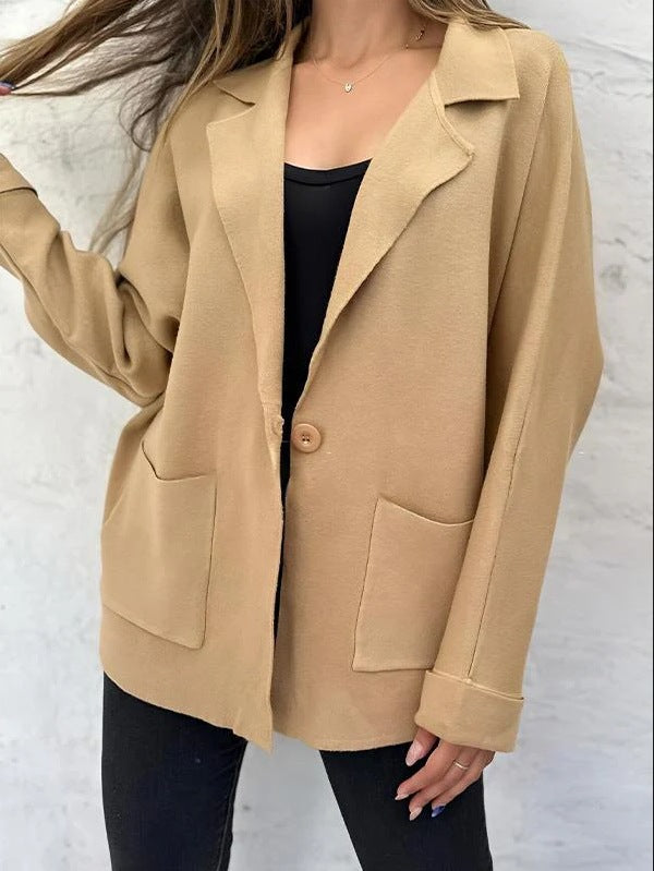 Damen Oversized Blazerjacke Lässiger Schnitt Praktische Taschen