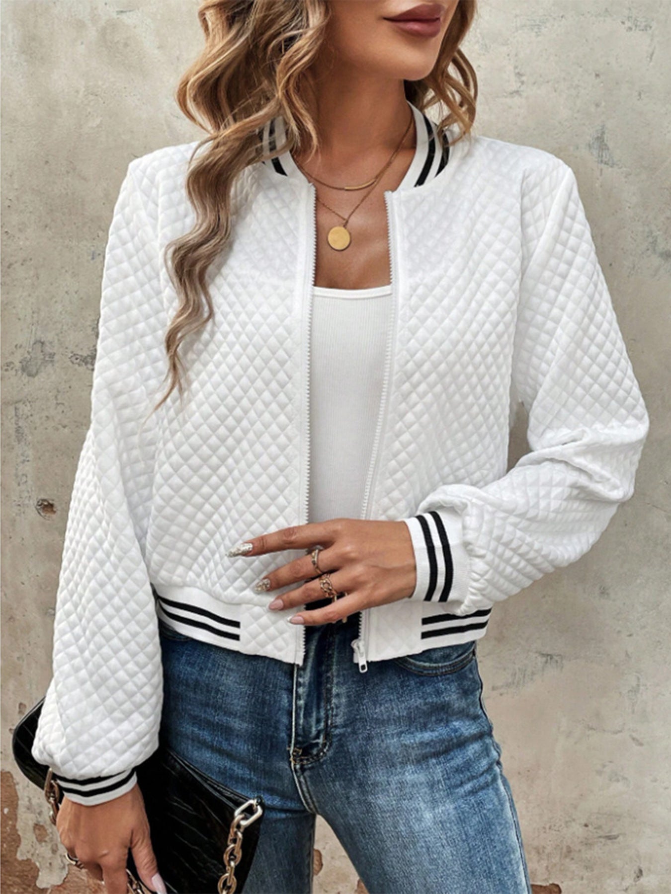 Damen Steppjacke Sportlich Kontrastärmlinge Norvielle