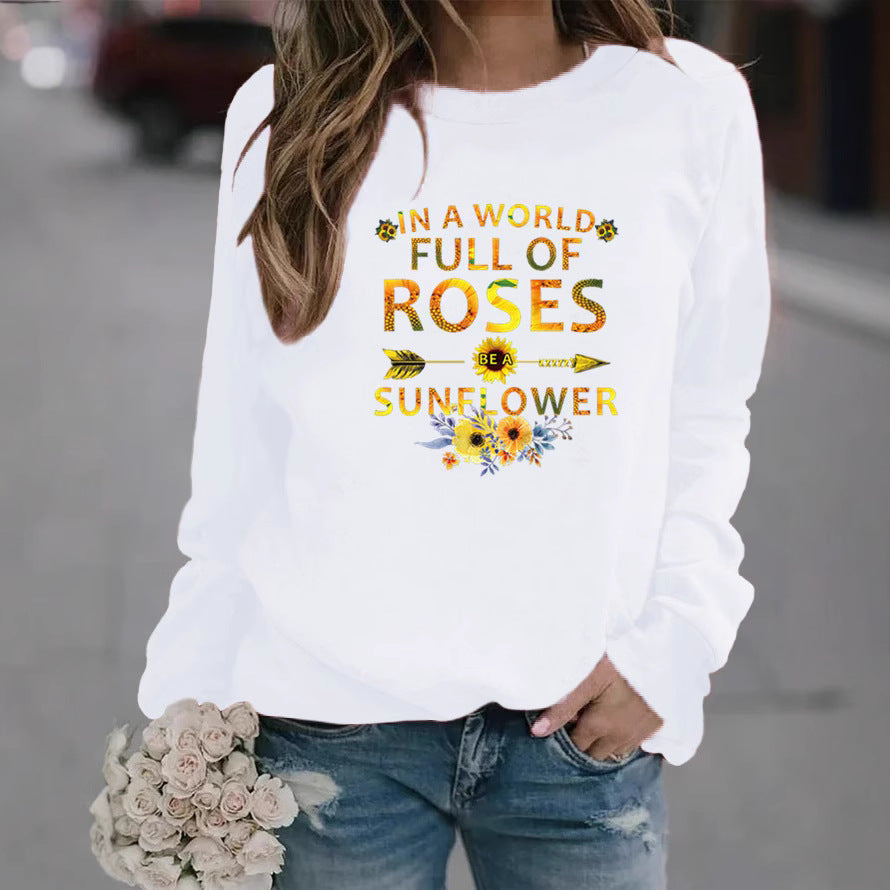 Damen Sweatshirt Blumenverzierung Inspirierendes Motiv Norvielle