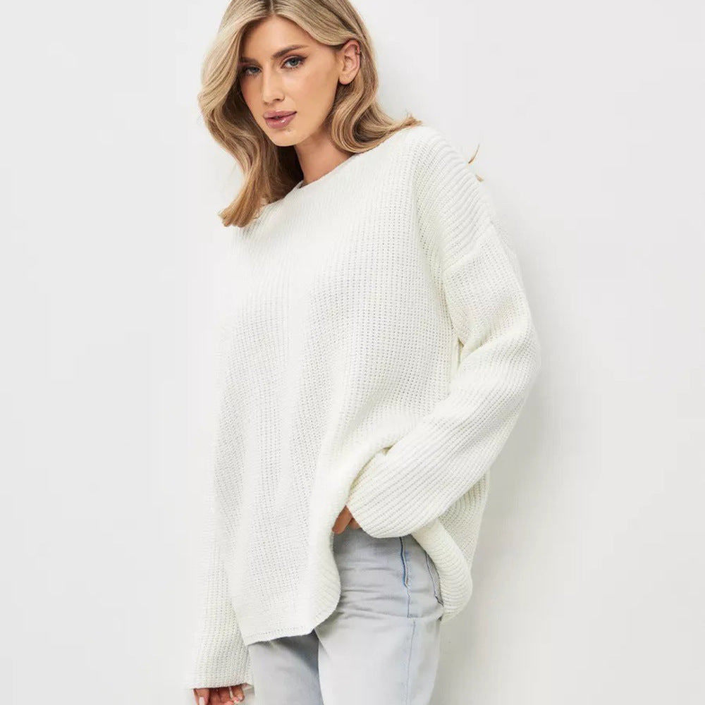 Damen Grobstrickpullover Weiches Material Beige
