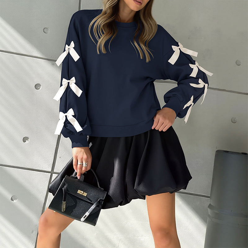 Damen Oversized Pullover mit Schleifendetails Norvielle