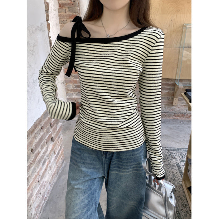 Damen Langarmshirt Asymmetrisch Mit Trägerdetail Norvielle