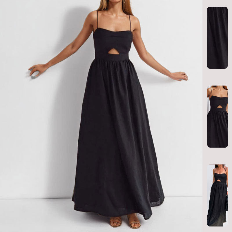Damen Maxikleid Cut-Out-Detail Fließender Rock Norvielle - Norvielle