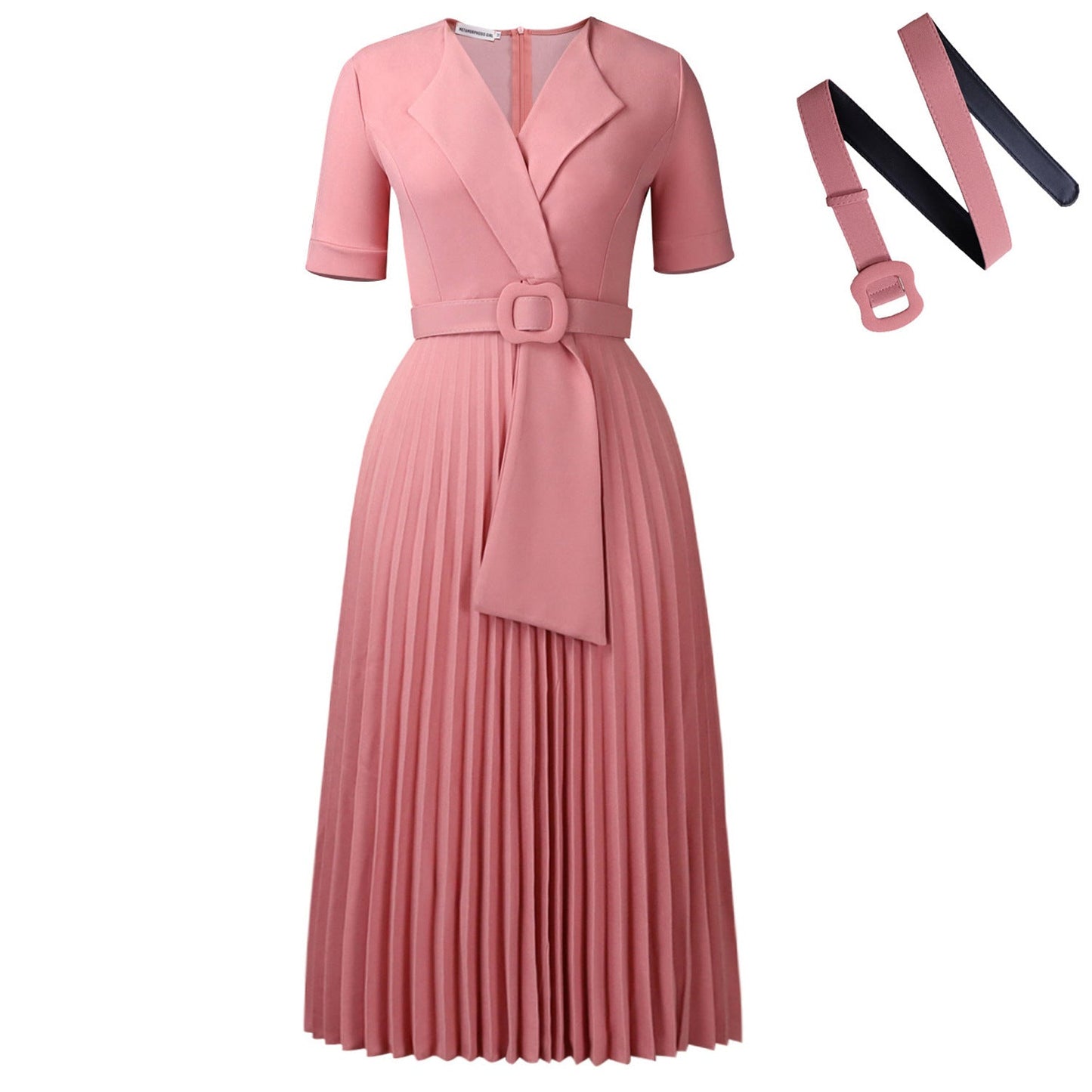 Damen Plissee-Kleid mit Blazer-Oberteil und abnehmbarem Gürtel