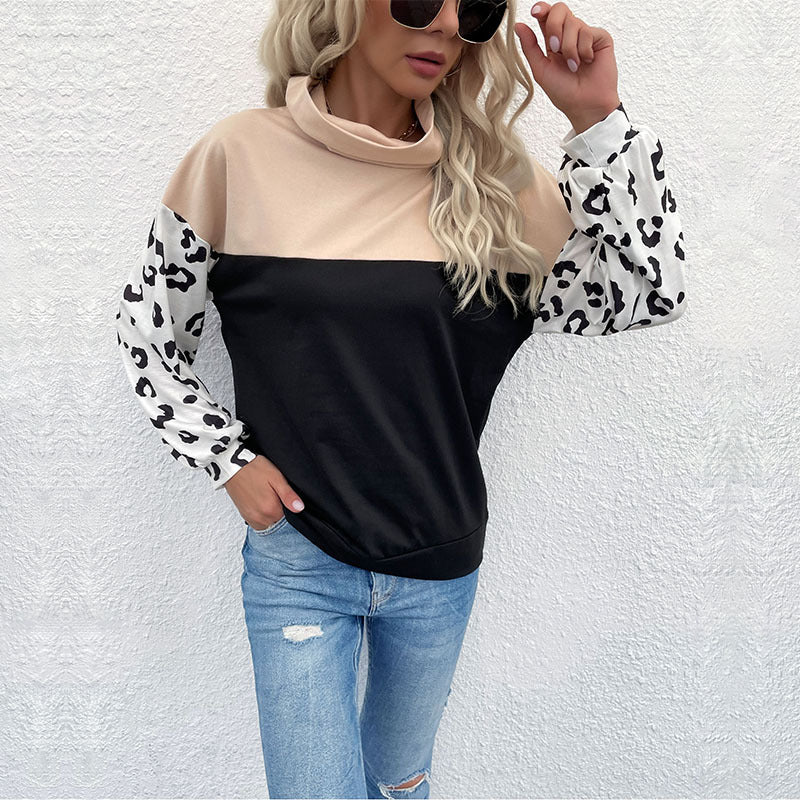 Damen Sweatpullover Animalprint Hoher Kragen Norvielle