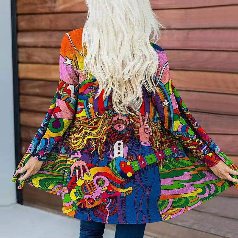 Damen Kapuzenpullover Weit Norvielle Bunt
