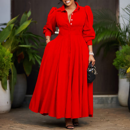 Damen Maxi-Hemdkleid mit Taillenbund Norvielle