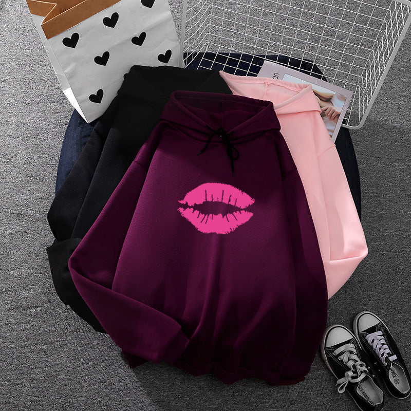 Damen Hoodie Lippenmotiv Norvielle - Norvielle