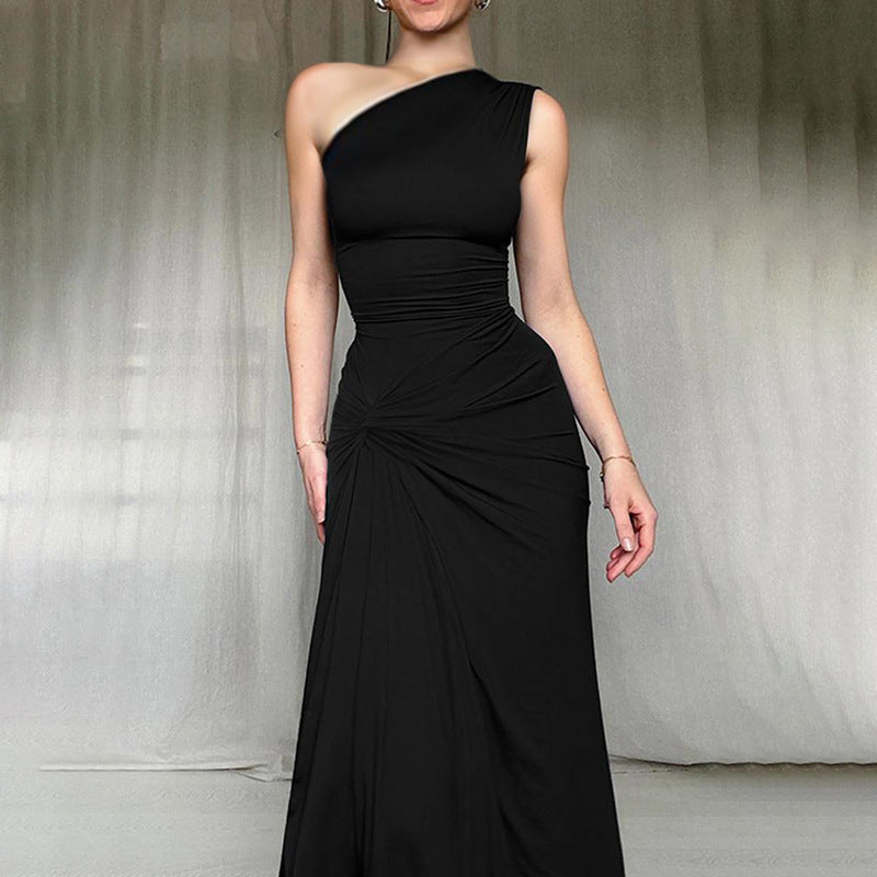 Damen Maxikleid Asymmetrischer Schnitt Seitlicher Schlitz