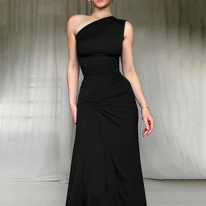 Damen Maxikleid Asymmetrischer Schnitt Seitlicher Schlitz