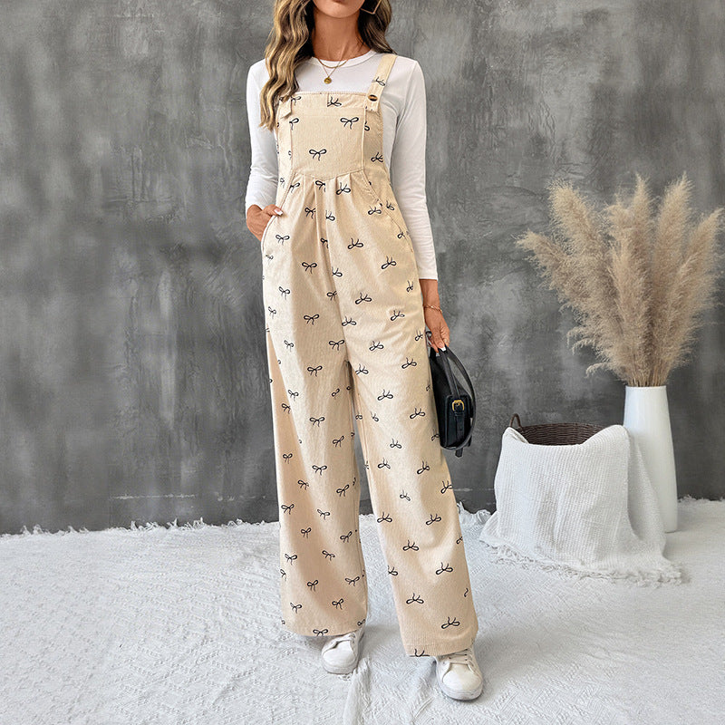 Damen Latzhose Floralmuster Baumwolle Bequem