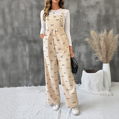 Damen Latzhose Floralmuster Baumwolle Bequem