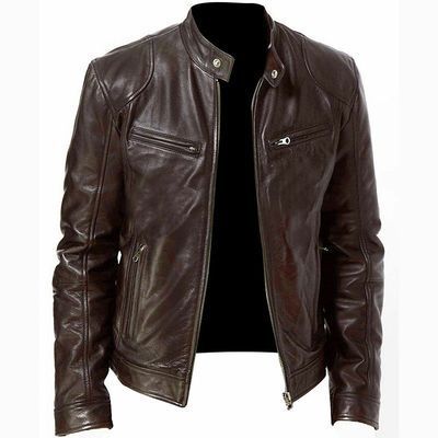 Herren Lederblouson Vegan Stehkragen