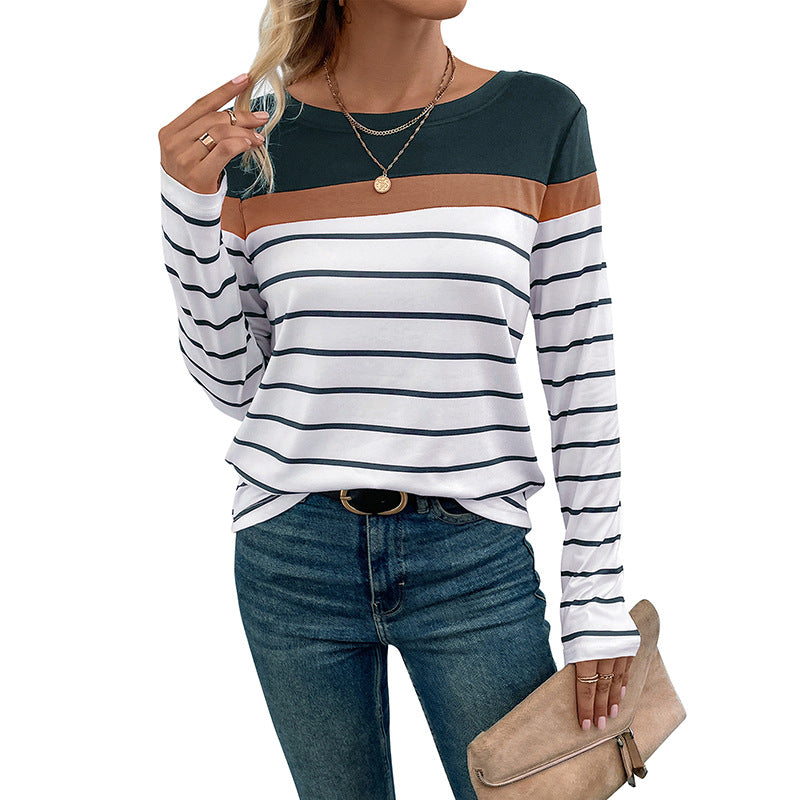 Damen Langarmshirt Streifen Farbhüpf-Design Norvielle