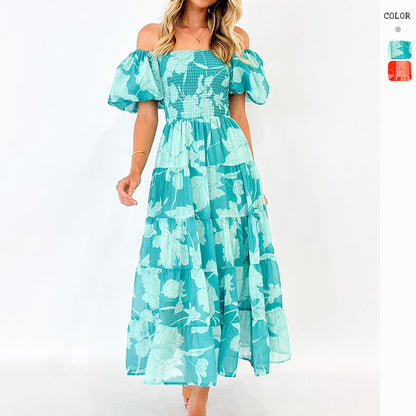 Damen Maxikleid Puffärmel Floralmuster Norvielle - Norvielle