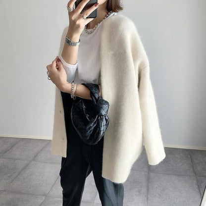 Damen Strickjacke Offen Vorne Mit Gleichmäßiger Kante