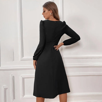 Damen Midikleid Raffung Seitenschlitz Norvielle