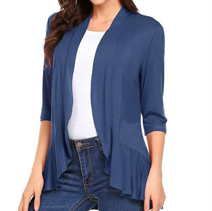 Damen Strickjacke Asymmetrisch Flatterdetails Norvielle