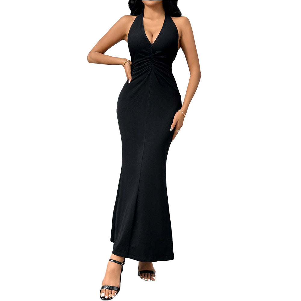 Damen Wickelkleid V-Ausschnitt Rüschensaum Norvielle