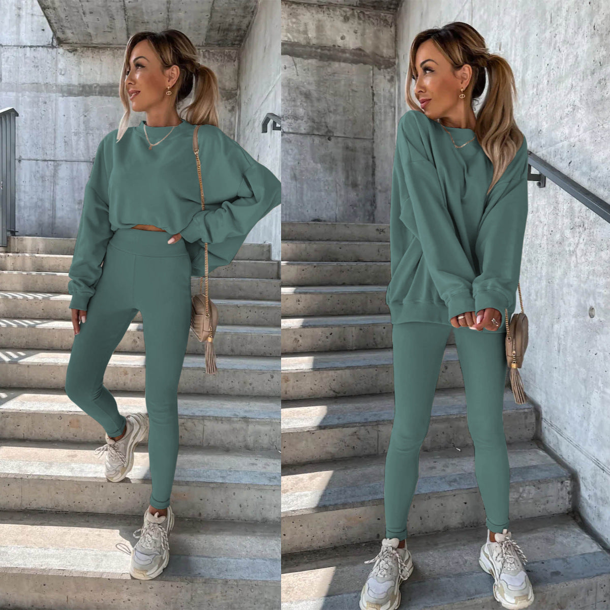 Damen Oversized Sweatshirt Set mit engen Leggings Norvielle