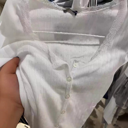 Damen Langarmshirt Spitzenverzierung Fein Norvielle