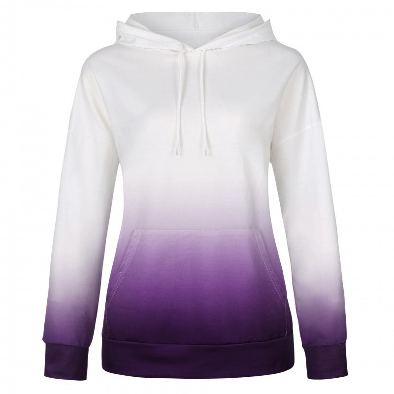 Damen Kapuzenpullover Moderner Farbverlauf Kängurutaschen