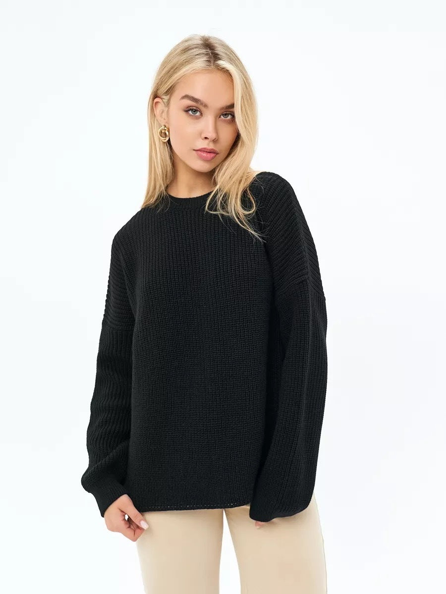 Damen Grobstrickpullover Locker Passform Strukturiert Norvielle