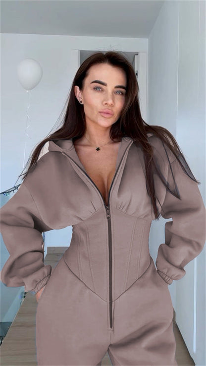Damen Sportoverall Figurbetonter Silhouette Hoher Kragen