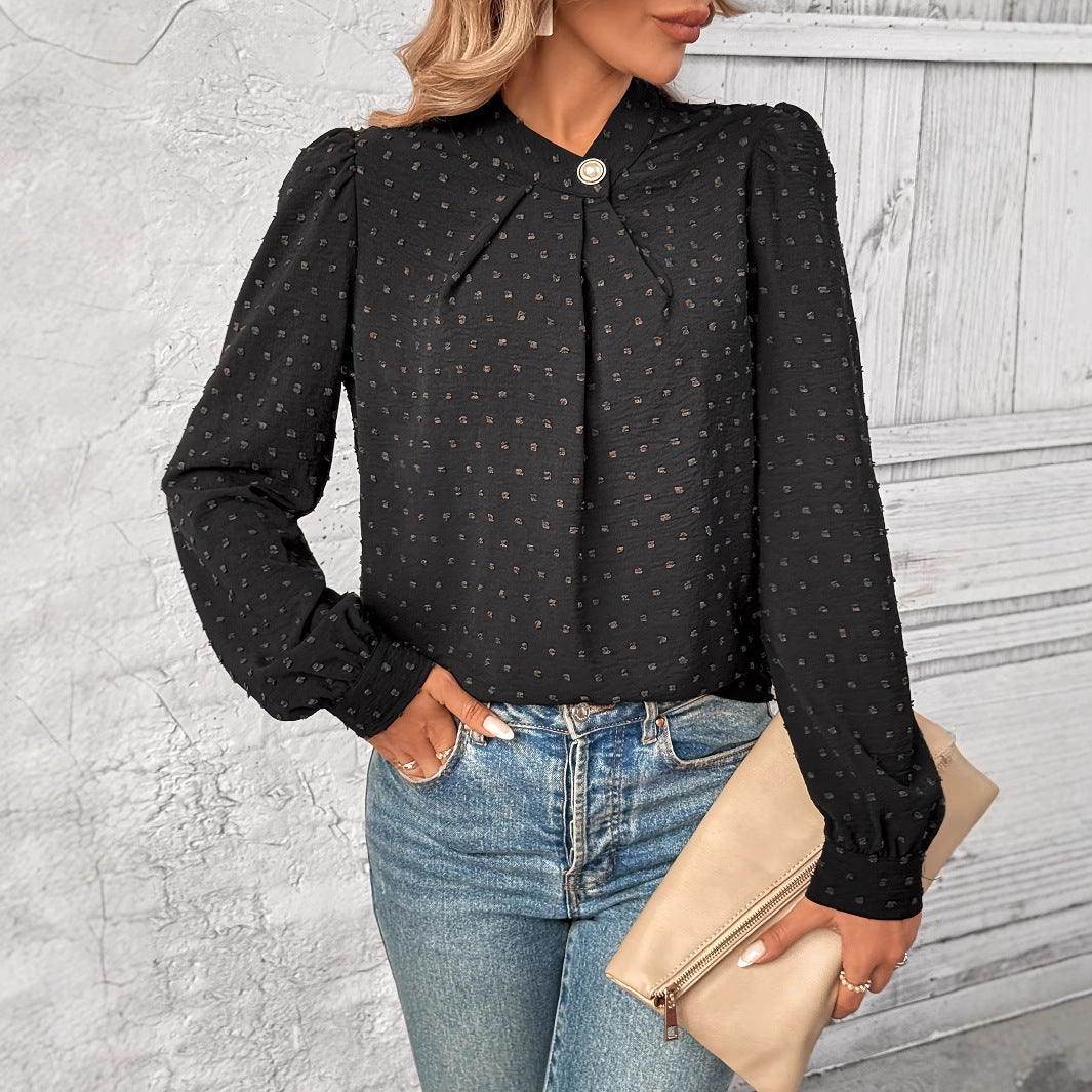 Damen Bluse Rüschendetails Edelknöpfe Norvielle - Norvielle