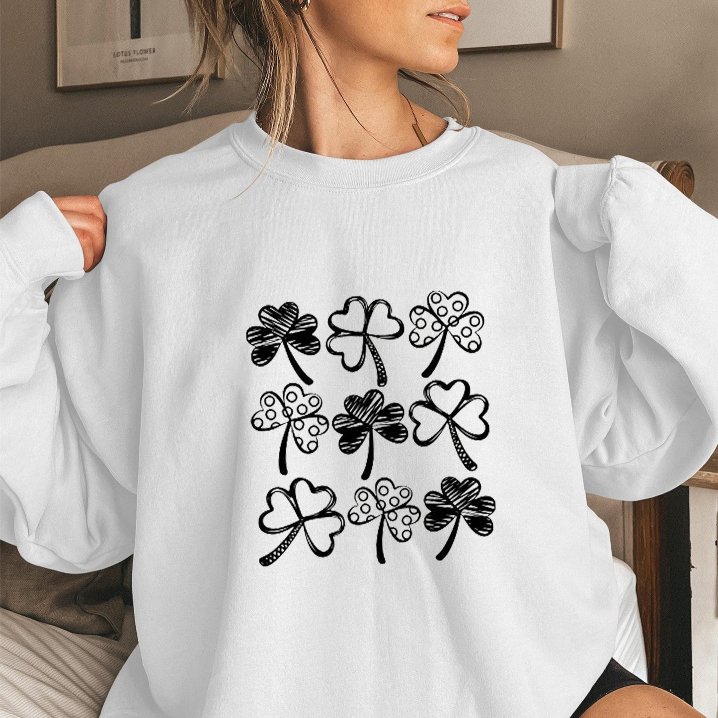 Damen Sweatshirt Kleeblatt-Motiv Norvielle