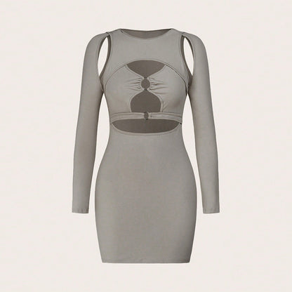 Damen Minikleid Asymmetrisch Cut-Out Ringdetails