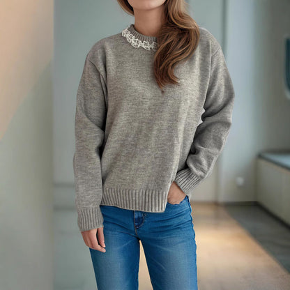 Damen Strickpullover Rüschendetails Norvielle