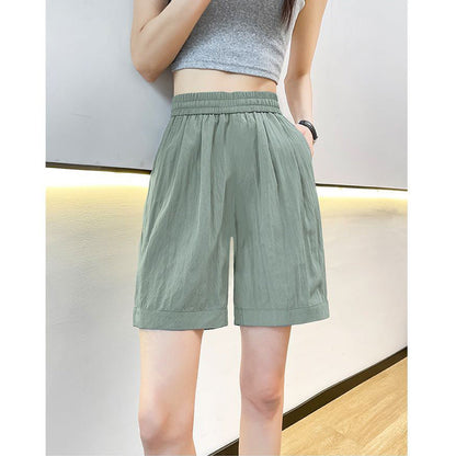 Damen Shorts Elastischer Bund Seiten-Taschen Bequem