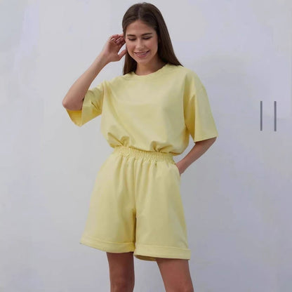 Damen Lounge-Set Oversized T-Shirt und Shorts
