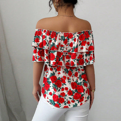Damen Bluse Volant Floralmuster Norvielle