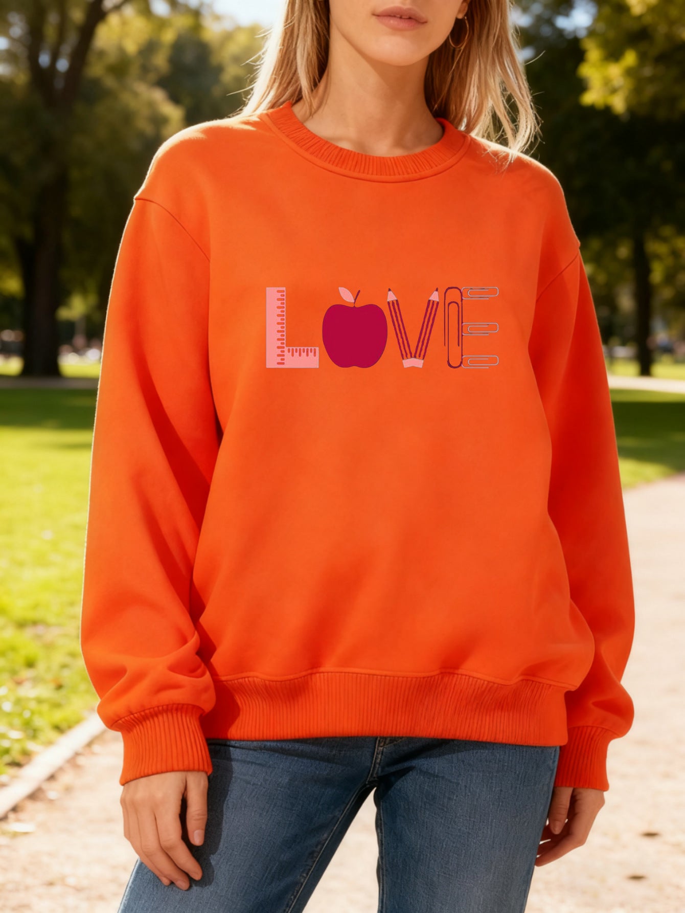 Damen Sweatshirt Kreatives Love-Motiv Norvielle