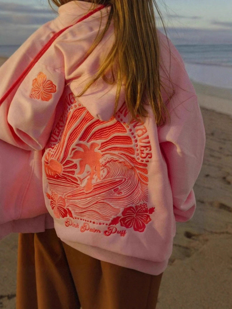 Kapuzenpullover Surf Wave mit Stickerei Lässig