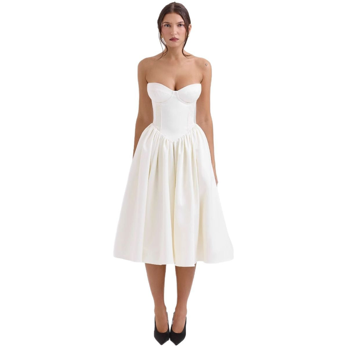 Damen Cocktailkleid mit Corsage-Oberteil und Volumenrock