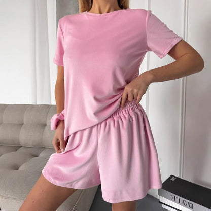 Damen Loungewear-Set Samt Elastischer Bund