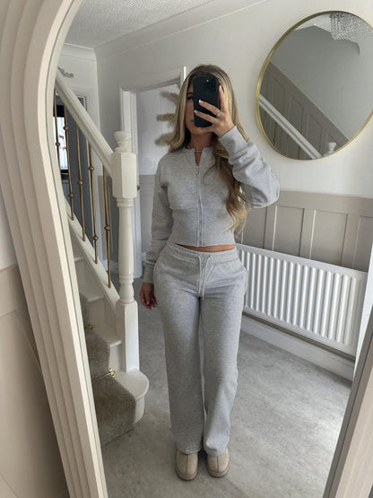 Damen Cropped Hoodie Jogginghose Set Elastischer Bund Norvielle