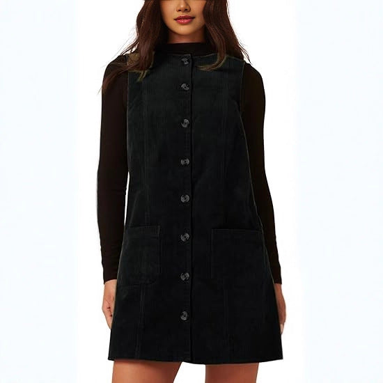 Damen Cordkleid Knielang Mit Taschen Norvielle