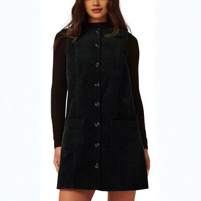 Damen Cordkleid Knielang Mit Taschen Norvielle