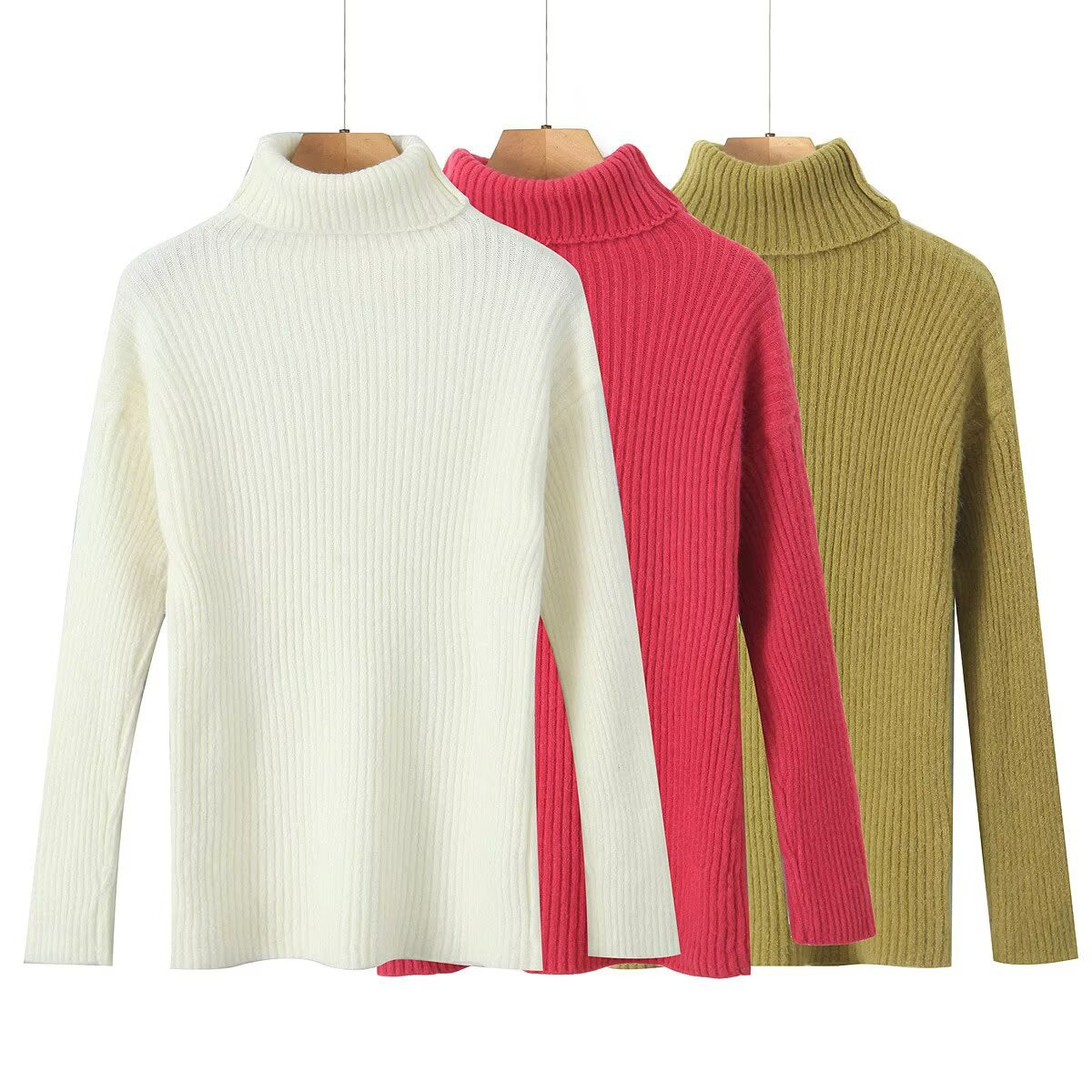 Damen Grobstrickpullover Stehkragen Norvielle