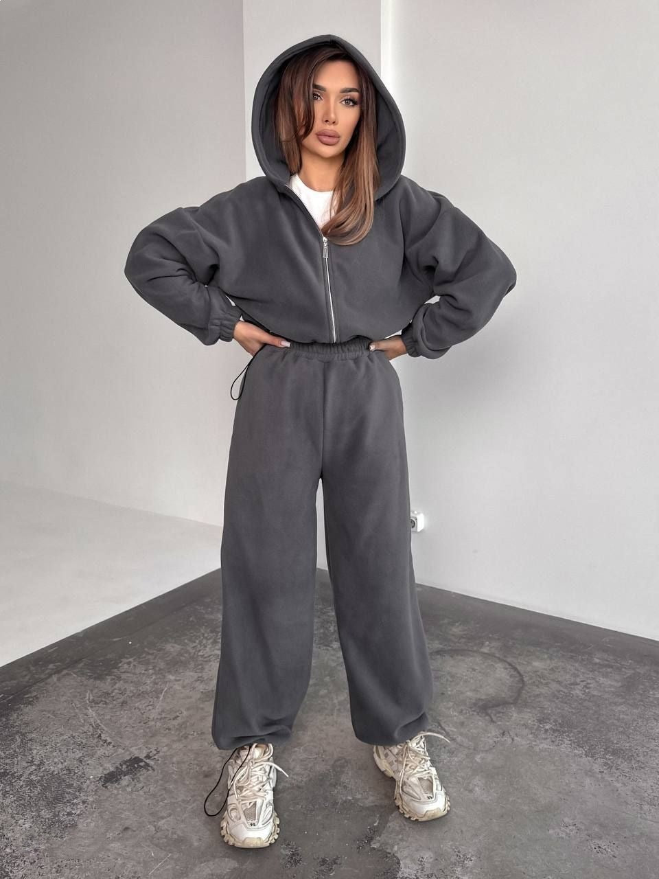 Damen Fleece Hoodie Jogginghose Set