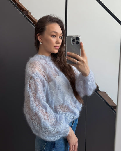Damen Mohairpullover Weich Voluminöse Ärmel Norvielle