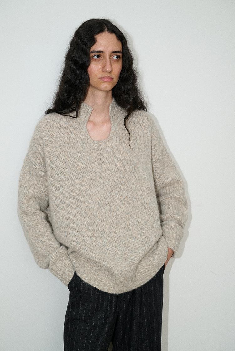 Damen Grobstrickpullover Stehkragen Norvielle