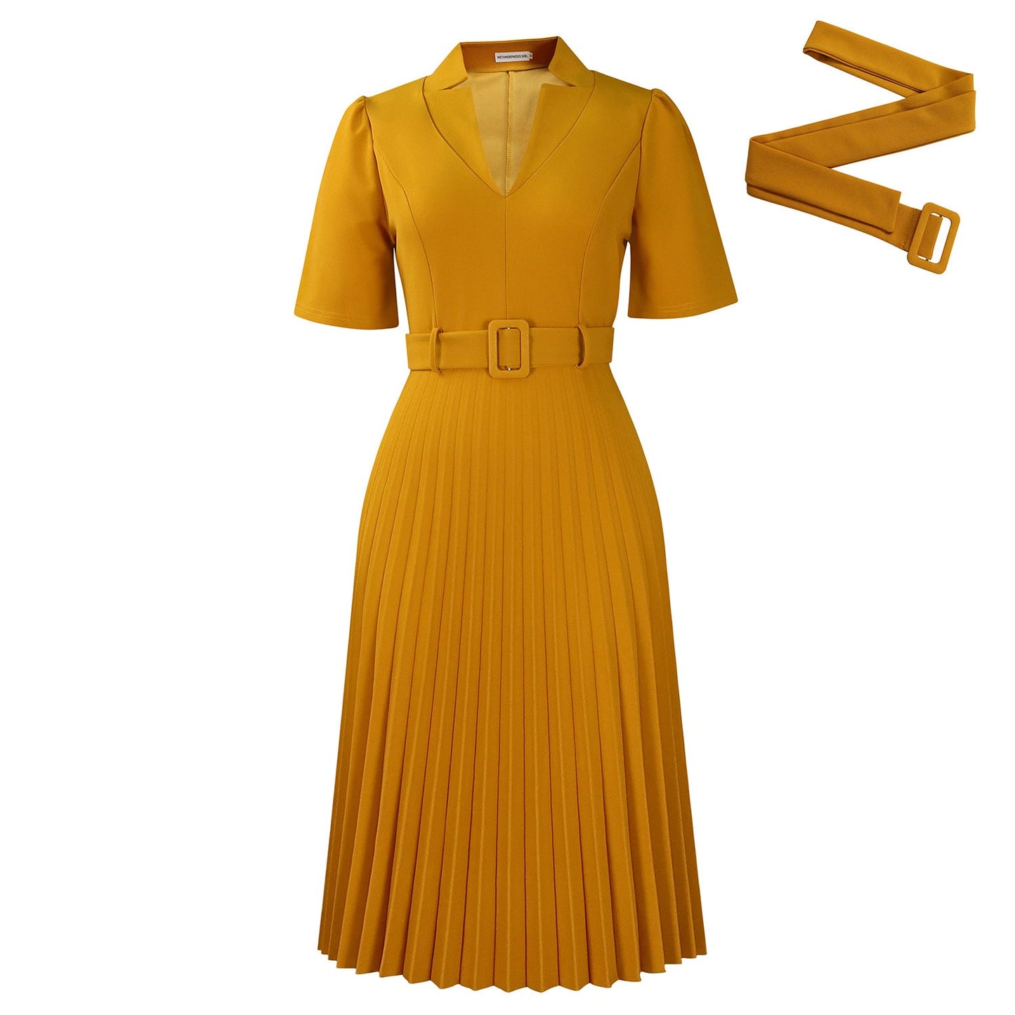 Damen Plissee-Kleid mit Taillierung und Gürtel