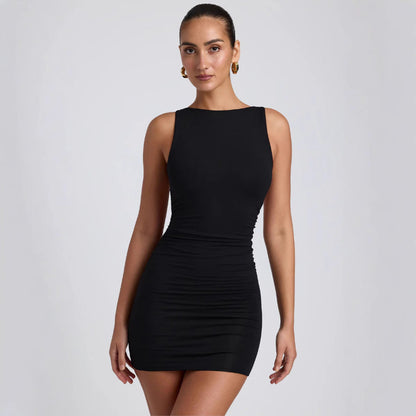 Damen Figurformendes Minikleid Komfortstretch Schwarz - Norvielle